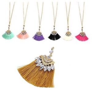 Boho Tassel Rhinestone Gold Necklace